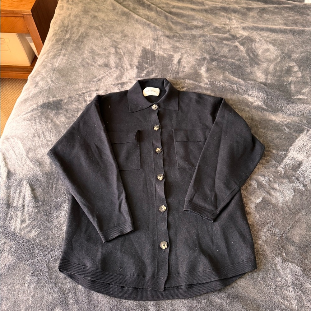 Aritzia Women's Black Oversized Button-Up Cardigan